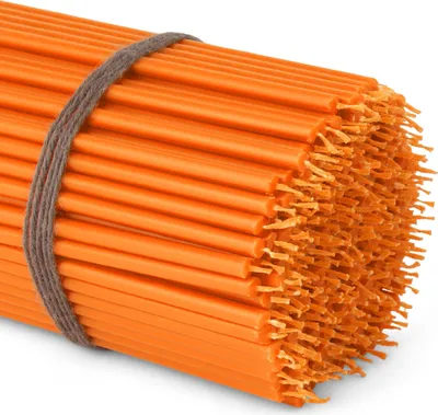 Produktbild von 250x Stabkerzen orange Tropffrei Rußfrei dünn L 16cm Premium Paraffinwachs 36109