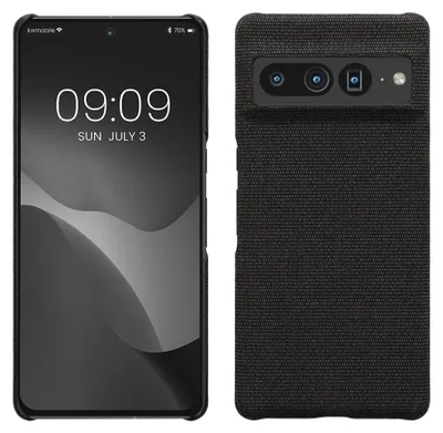 Zdjęcie produktu dla etui ochronne kwmobile kompatybilne z Google Pixel 7 Pro - pokrowiec - materiałowy pokrowiec na telefon komórkowy - tylna pokrywa w kolorze ciemnoszarym
