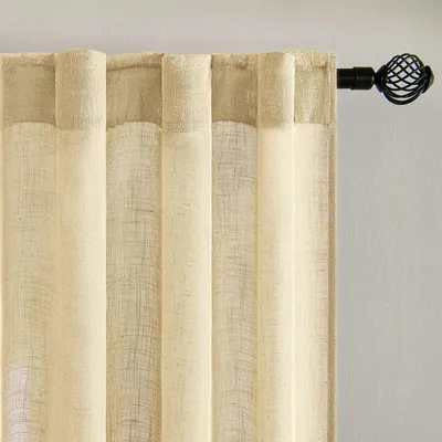 Leinen-Vorhang 2er-Set, halbtransparent, 245x140 cm, Beige