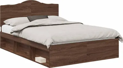 Image de vidaXL Cadre de lit marron aspect chêne 140 x 200 cm Pin massif