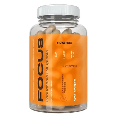 Produktbild von nowmax® FOCUS 90 Kapseln – Ginseng, Guarana & Grüner Tee mit Koffein – Nahrungsergänzungsmittel für Energie, Konzentration & Fokus