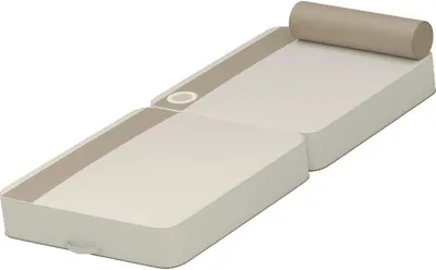 Immagine prodotto di Casa Padrino lettino acquatico bianco / taupe 190 x 80 x h. 17 cm - lettino acquatico in Pelle finta impermeabile con poggiatesta e portabicchieri - lettino prendisole - accessori per piscine d'albergo - qualità