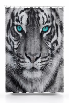 Produktbild von Textil-Duschvorhang Tiger schwarz-weiß 180x200cm
