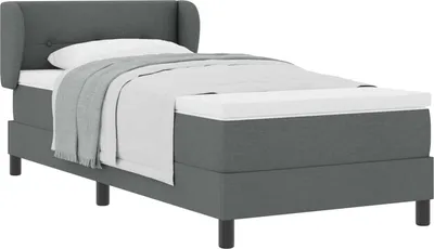 Image de Lit à ressorts avec matelas Gris foncé 80 x 200 cm tissu