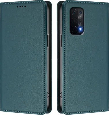 Obrázek produktu pro Kožené pouzdro pro Oppo A54 5G/Oppo A74 5G, magnetické flipové pouzdro zPolyuretankůže se stojánkem Zelená