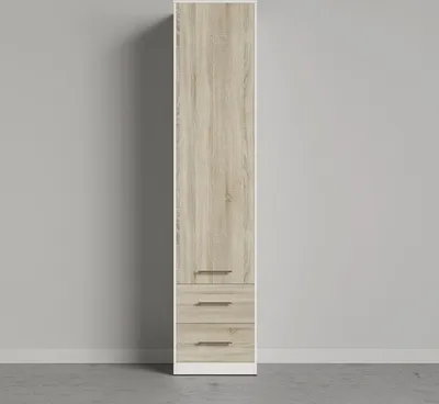 Produktbild von SMARTBett Schrank Kleiderschrank Aktenschrank 50cm mit 2 Schubladen Weiss/Eiche Sonoma