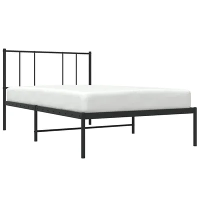 Zdjęcie produktu dla Metalowa rama łóżka z wezgłowiem, czarna, 75x190 cm