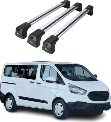 Image de Barres De Toit Transversales pour Ford Tourneo Custom 2013-2023 Alu Gris 3 Pcs