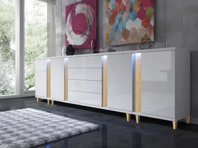Produktbild von GLAMOUR LARGE Schubladenblock GLAMOUR GLASS MARCO 280 (WEISS/HOLZ)