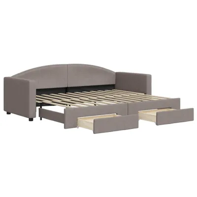 Image de vidaXL Lit de jour extensible avec tiroirs Taupe 80x200 cm Tissu