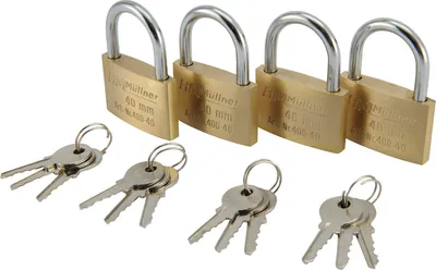 Produktbild von Vorhängeschloss 4 Stk. 40mm gleichschliessend Messing
