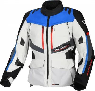 Zdjęcie produktu dla Wodoodporna damska tekstylna kurtka motocyklowa Macna Domane, jasnoszary/niebieski, L