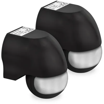 Produktbild von deleyCON Infrarot Bewegungsmelder Aufputz 180° 12m, 2 Stück - Schwarz