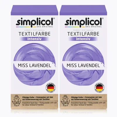 Produktbild von Simplicol Textilfarbe intensiv Miss Lavendel Flüssigfarbe, Fixierer (2er Pack)