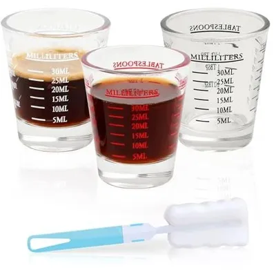 Zdjęcie produktu dla Kieliszki do wódki zestaw 3 sztuki miarki szklane 30 ml espresso
