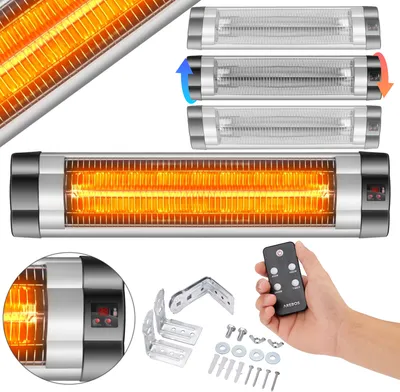 Produktbild von AREBOS Infrarot Heizstrahler mit Fernbedienung, 2.500 W, 3 Heizstufen, inkl. Montagematerial, Wärmestrahler, Terrassenheizer