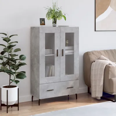Produktbild von Design Vitrinenschrank Highboard Betongrau 69,5x31x115 cm Holzwerkstoff - Kommoden 2025 Neu8608881 1parcel