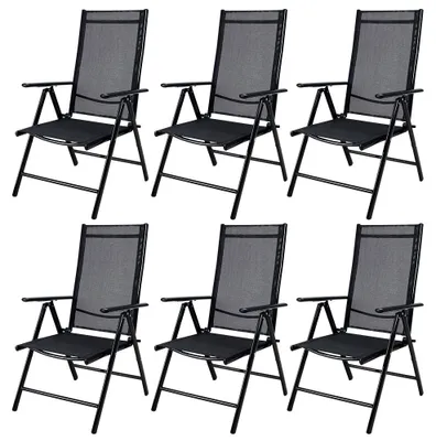 Image de CASARIA® 6x Chaises de jardin pliantes aluminium 120kg dossier haut réglable 8 positions chaise camping balcon terrasse résistant intempéries anthracite