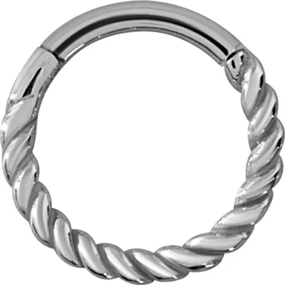 Produktbild von Karisma Edelstahl Hinged Scharnier Segment Ring Twisted Wire Ohrring Nase 1,2x8mm - Silber