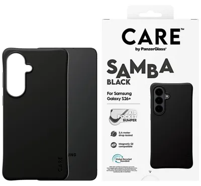 Zdjęcie produktu dla PanzerGlass CARE™ by ® Samba Case Black w. Qi Samsung Galaxy S26+, Pokrowiec, Samsung, Samsung - Galaxy S26+, Czarny