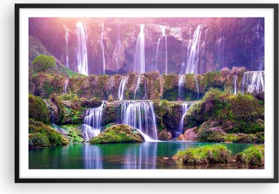 Produktbild von Gerahmtes Poster - Schwarzer Rahmen - Wasserfall Natur - 91,5x61 cm - Wand Bild - Wanddeko - Wandbilder - Kunstposter - Wandposter - Bilderrahmen - Bilder - Kunstdruck - Wandbild - P2BAA91x61-3893