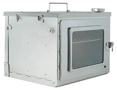 Image de Kampoven - Portable - En acier inoxydable - Compact et pliable - Avec thermomètre - Pour une utilisation en extérieur