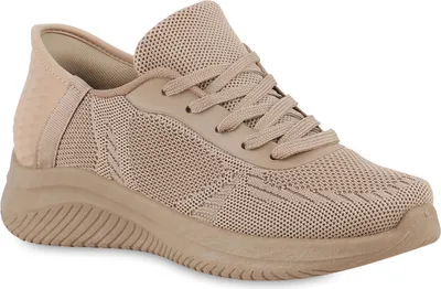 Produktbild von VAN HILL Damen Laufschuhe Sportschuhe Sportliche Strick Schuhe 841669, Farbe: Khaki, Größe: 39