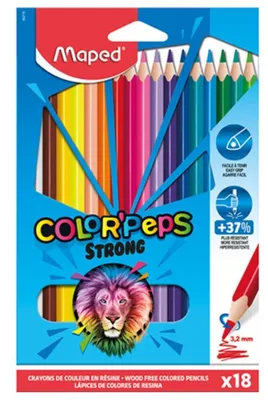 Immagine prodotto di Maped 862718 Matite colorate triangolari Maped COLOR'PEPS STRONG, confezione da 18 pezzi