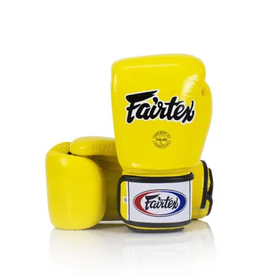 Image de Gants de boxe Fairtex cuir Tight Fit (BGV1), jaune 14 onces