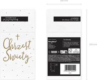 Produktbild von Bestecktasche „Heilige Taufe“, 10x20 cm, weiß (1 Packung / 6 Stk.)