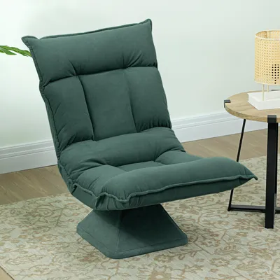 Produktbild von Bodensessel drehbar 360°, Meditationsstuhl klappbar, Polsterstuhl Polyester, Grün | 70x62x95 cm | 5-fach Rückenlehne | 17 cm Kissen