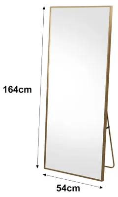 Immagine prodotto di Specchio a figura intera - Specchio da parete - 164 x 54 cm - Alta definizione - Cornice in metallo - Da appoggiare o appendere - Colore oro