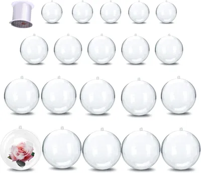 Zdjęcie produktu dla 20 Sztuk Przezroczystych Bombek Choinkowych, Plastikowe Bombki, 5+6+7+8 cm, na Okazje Świąteczne