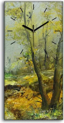 Produktbild von Wanduhr Bürouhr Leinwand Bild 30x60 Malerei Abstrakte Wald Bäume Kunst - schwarze Hände