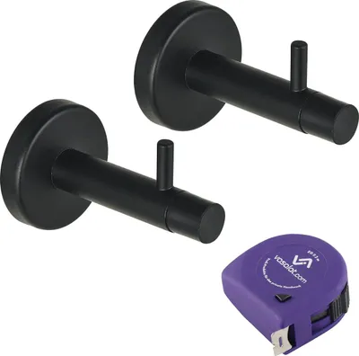 Produktbild von vasalat Türstopper Wand mit Dämpfer - Tür Stopper Wand mit Gummipuffer und Haken ø 14mm, Länge 82mm, Türpuffer zum Schutz von Wand & Tür, schwarz - 2 Stück