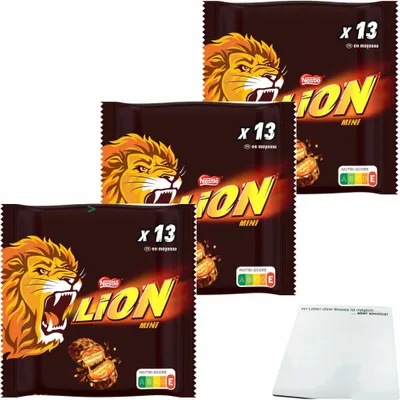 Produktbild von Nestle Lion Mini Schokoriegel 3er Pack (3x234g Packung) + usy Block