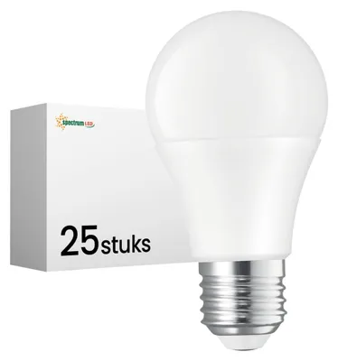 Productafbeelding van Spectrum LED Peerlamp A60 E27 Mat - 10W 1100lm 6000K - Koudwit - Vervangt 76W - 24V - 25 stuks