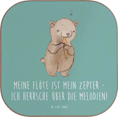 Produktbild von Mr. & Mrs. Panda Tischschoner Flötenzauber - Meeresbrise - Geschenk, Flötist, Windinstrument, Musik, Musikinstrument, Lernen, bieruntersetzer, Melodie, Instrument