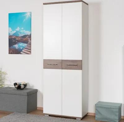 Produktbild von Kleiderschrank, Farbe: Eiche Dunkelbraun / Weiß - Abmessungen: 189 x 68 x 35 cm (H x B x T)