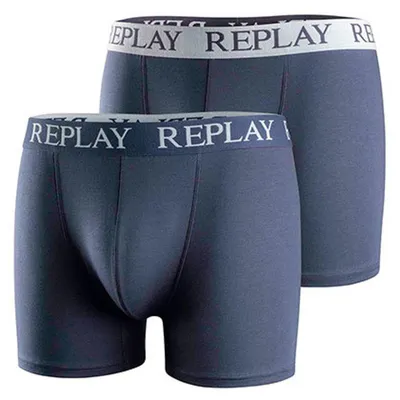 Image de Replay - Boxers pour homme (lot de 2) LT5028 (L) (bleu foncé/blanc)