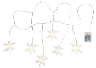 LED-Sterrenslinger, 6 Sterne Ø 10 cm, warmweiß, Timer