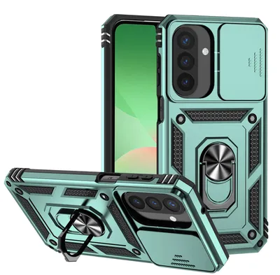 Obrázek produktu pro Pouzdro pro Samsung Galaxy A26 / A17 5G/4G dvouvrstvé pouzdro s posuvným krytem kamery a prstencovým stojánkem zelené