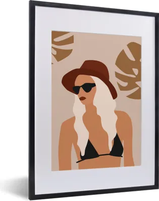 Produktbild von MuchoWow® Gerahmtes Poster Sommer - Bikini - Blätter 30x40 cm - Poster mit Schwarzem Bilderrahmen Wandposter Rahmen Foto Bilder - Wandposter Schlafzimmer