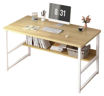 Computertisch mit Ablage, 120x45x72 cm, Holzoptik, Stahlgestell