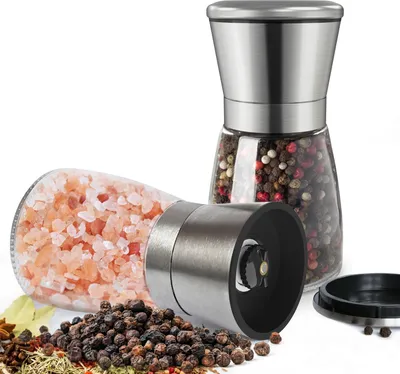 Obrázek produktu pro Sada mlýnků KitchenBoss, 2 kusy: mlýnek na sůl pro hrubou sůl, vyrobený z nerezové oceli