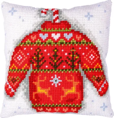 Zdjęcie produktu dla Zestaw do haftu krzyżykowego Vervaco "Świąteczny sweter", 40x40cm