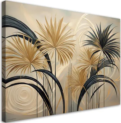 Produktbild von Leinwandbild Blätter Pflanzen Abstrakt 120x80 Feeby Beige bild für die wand bereit zum aufhängen