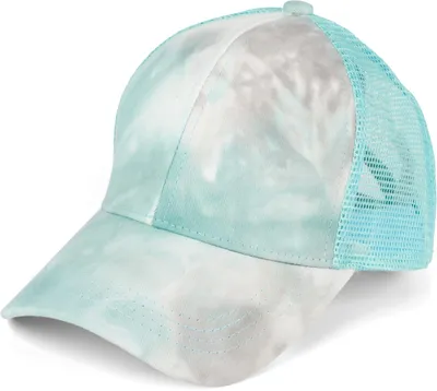 Produktbild von styleBREAKER Damen Ponytail Baseball Cap im Batik Look mit Mesh Einsatz | Verstellbare Basecap mit Klettverschluss | Einheitsgröße für Erwachsene und Teenager