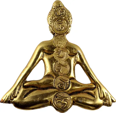 Produktbild von Räucherkegelhalter 7 Chakra Metall gold Yoga Figur