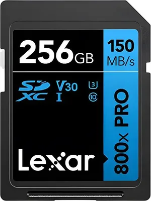 Image de Lexar High-Performance 800xPRO, 256 Go, SDXC, Classe 10, UHS-I, 150 Mo/s, 45 Mo/s